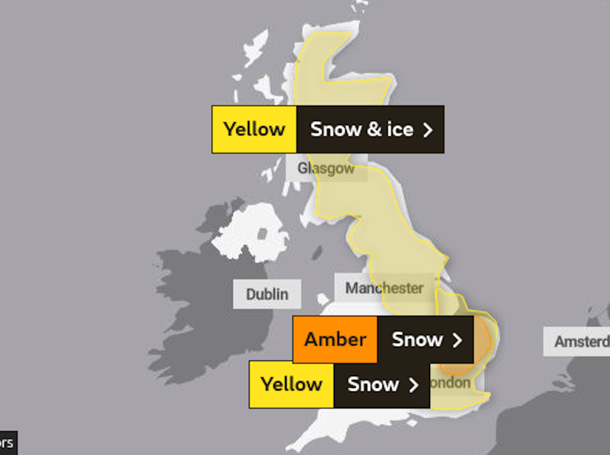 Office forecast warning warnings alert tomorrow issued yellow